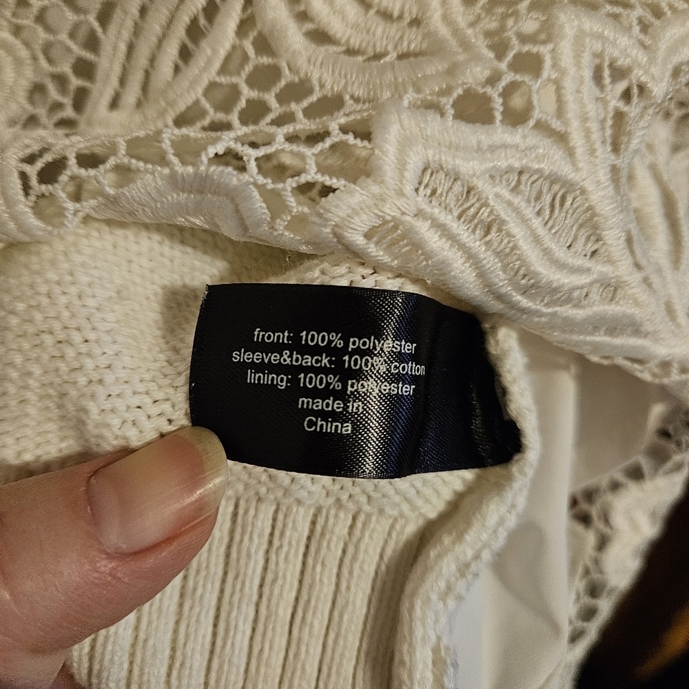 Lane Bryant-Cream Pullover Sweater with Lace Front Overlay-Plus Size 18/20 - Picture 5 of 6